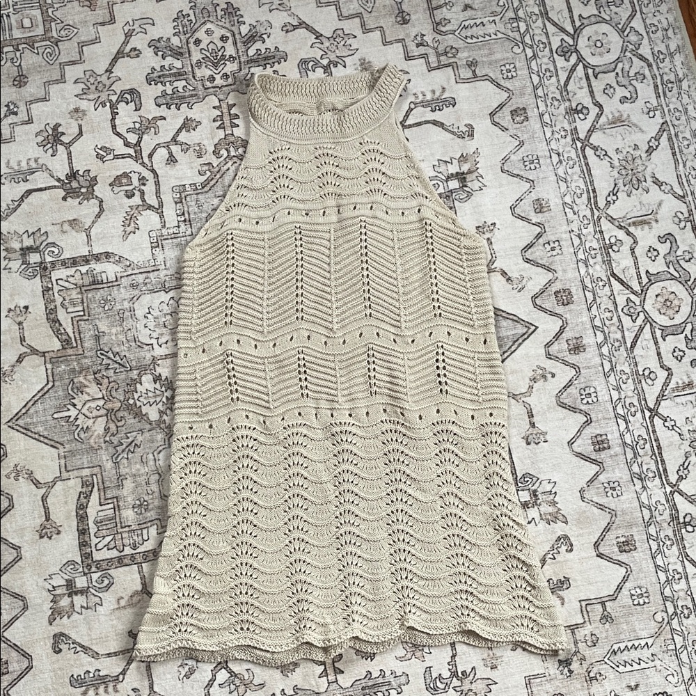 Beige Knit Sleeveless Dress